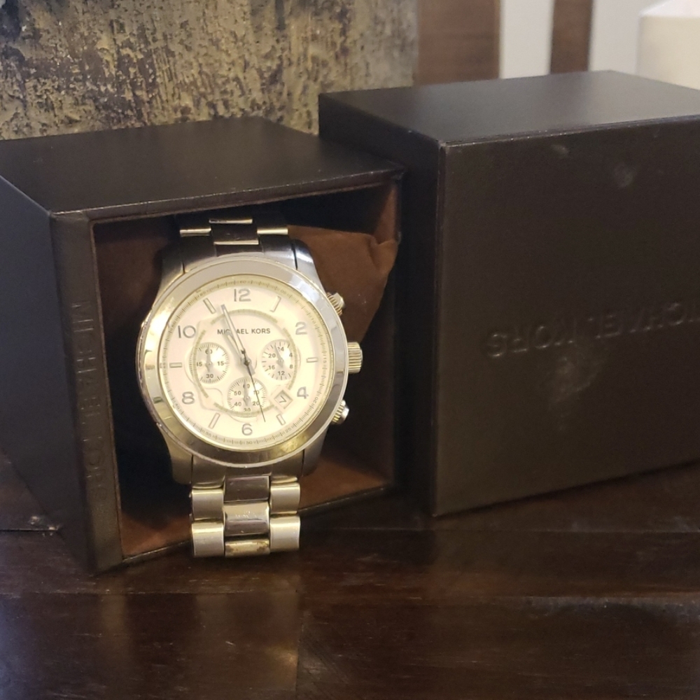 Silver oversized Michael Kors watch